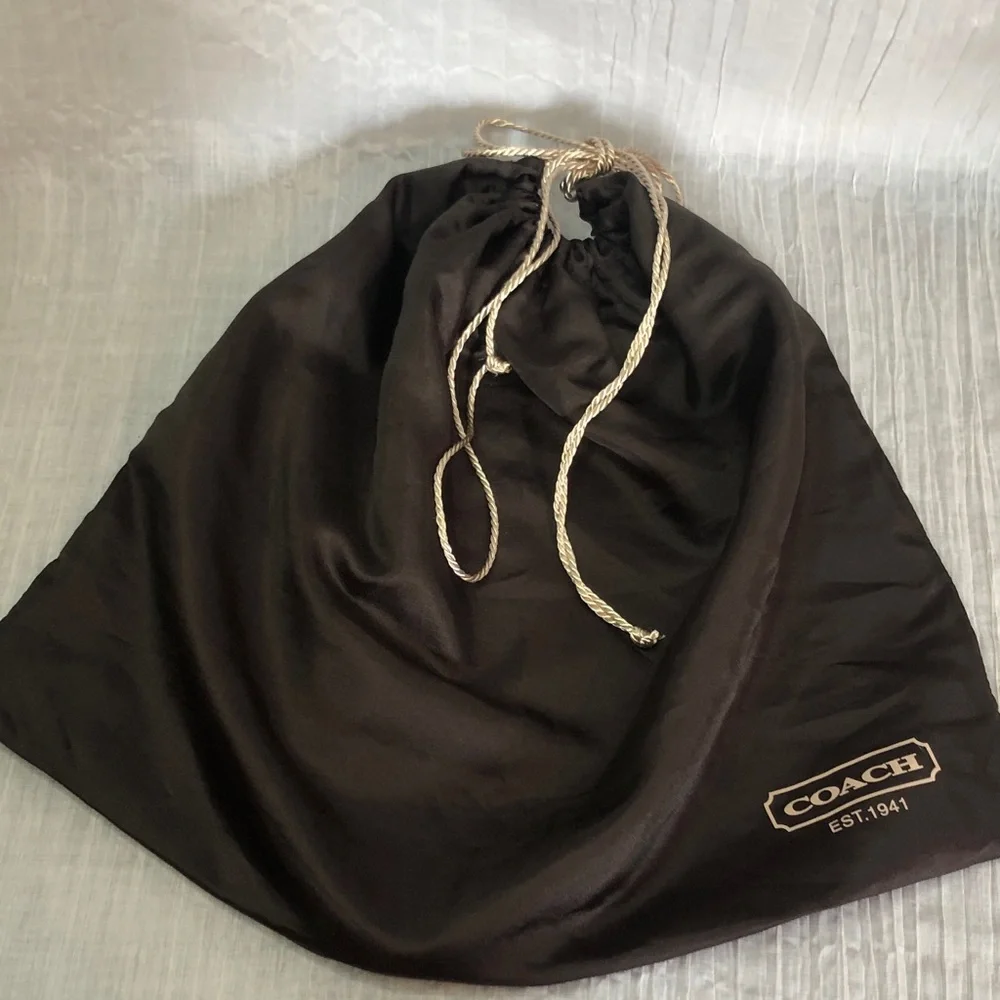 Vintage COACH brown satin purse dust bag w/ elastic drawstring close